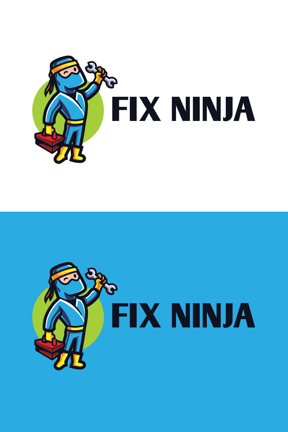 Cartoon Builder Mascot Logo Design pinterest preview image.