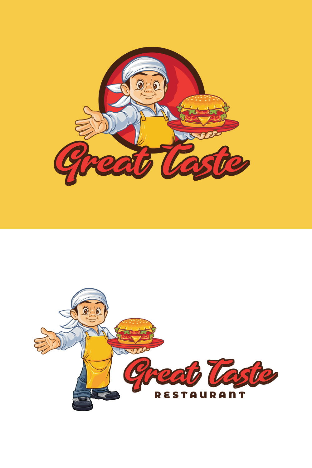 Chef Burger Cartoon Mascot Logo pinterest preview image.