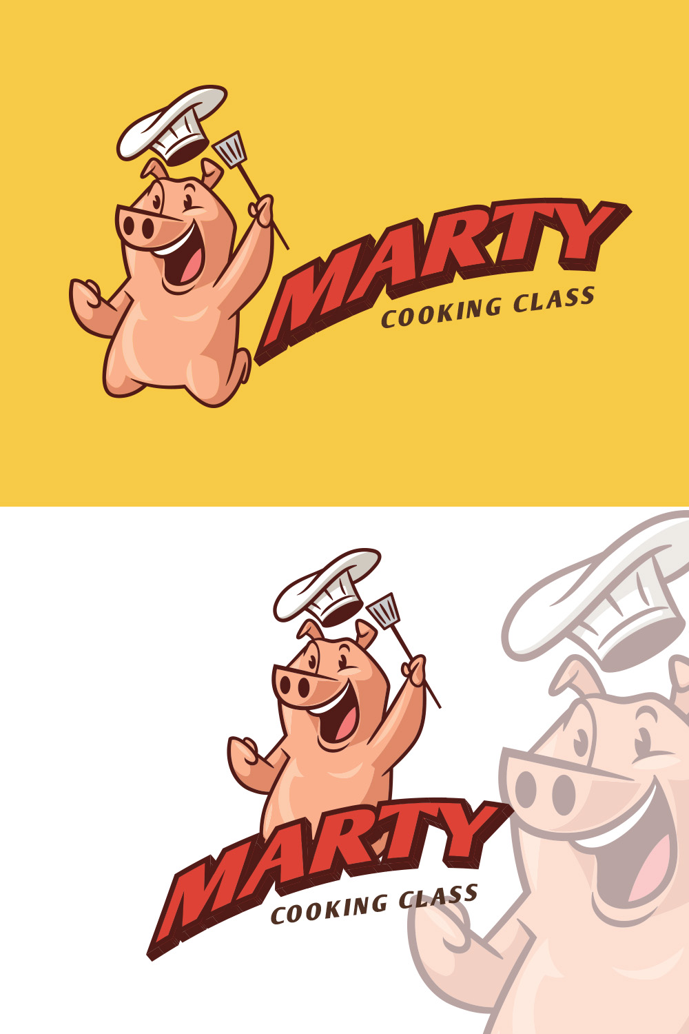 Chef Pig Mascot Logo pinterest preview image.