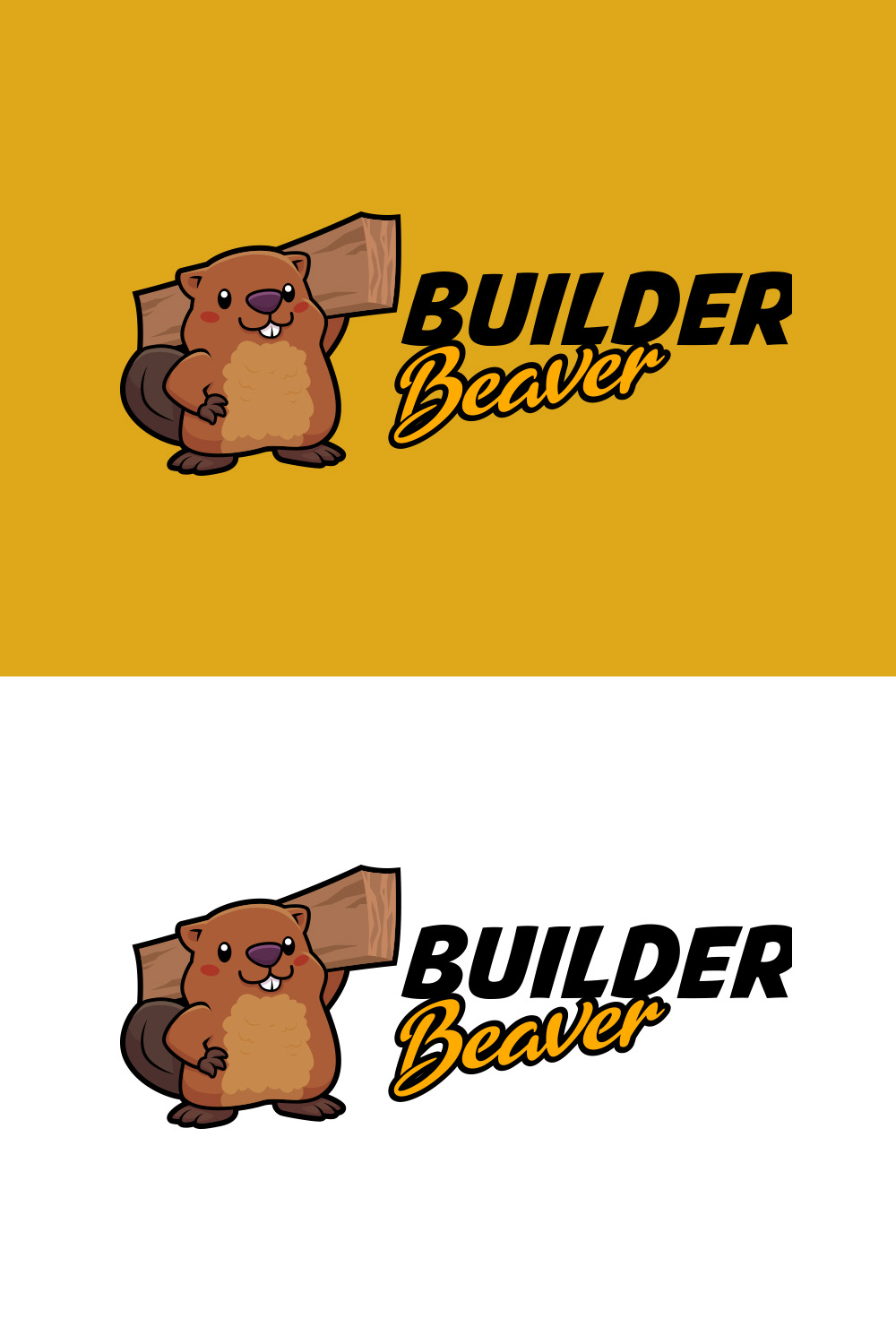 Builder Beaver Character Mascot Logo pinterest preview image.