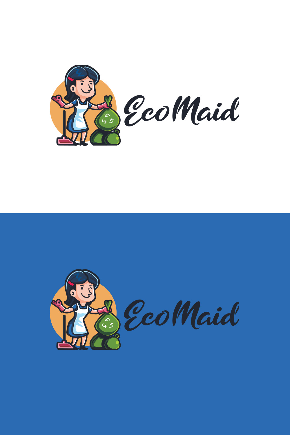 Eco Maid Character Logo Design pinterest preview image.