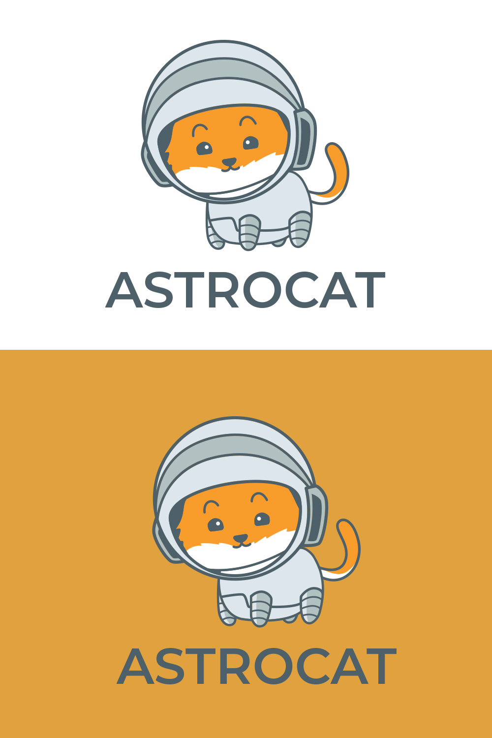Astro Cat Character Logo Design pinterest preview image.