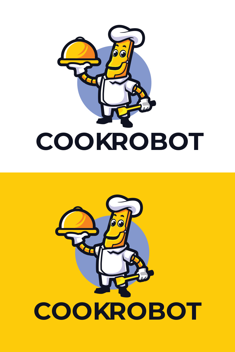 Chef Robot Mascot Logo Design pinterest preview image.