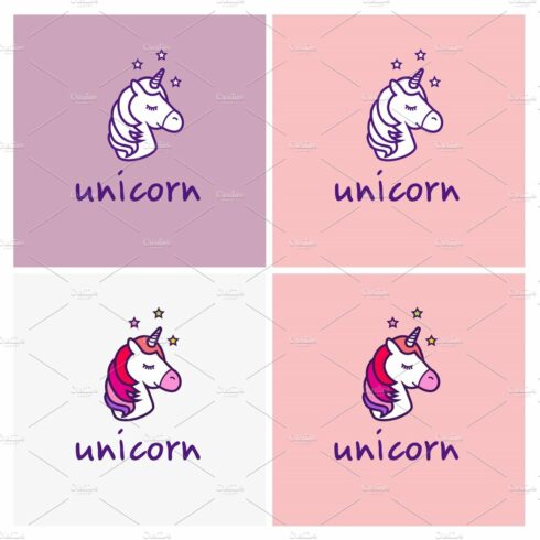 Unicorn logos set cover image.