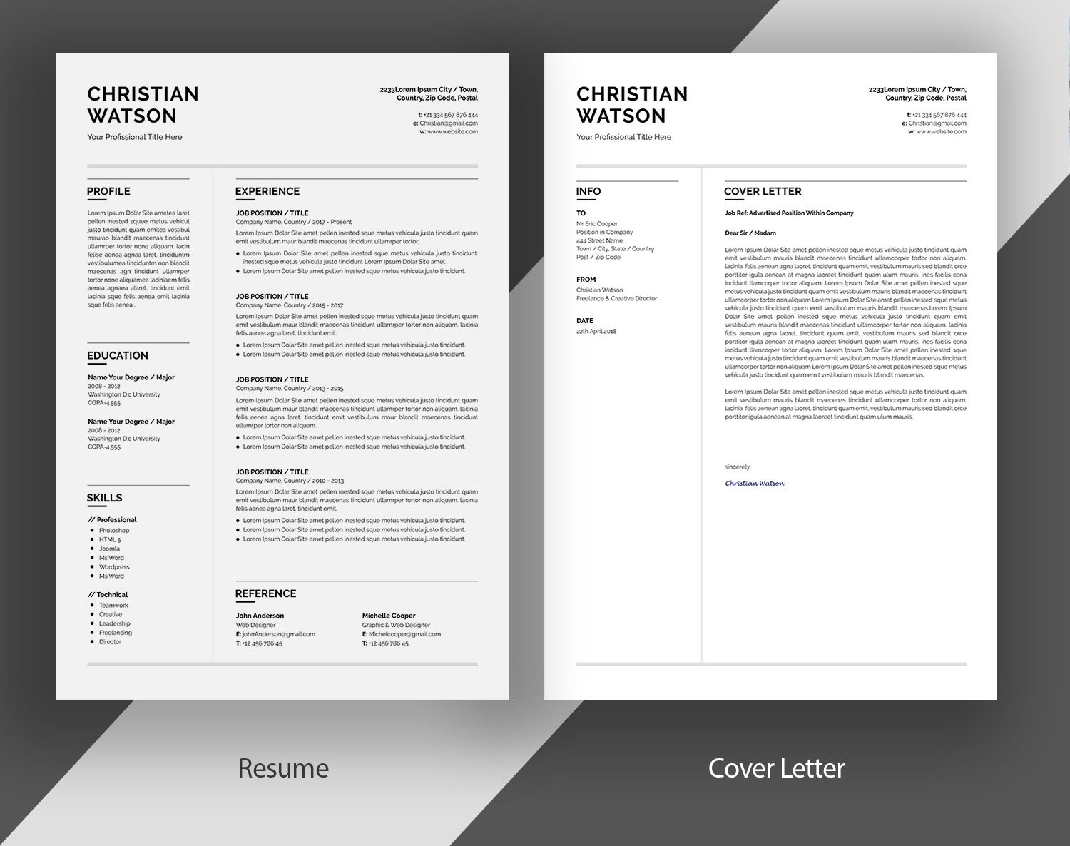 Clean Resume/CV preview image.