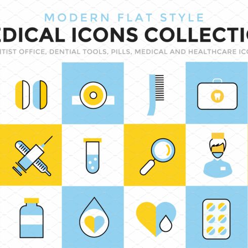 Medicine vector icons set cover image.