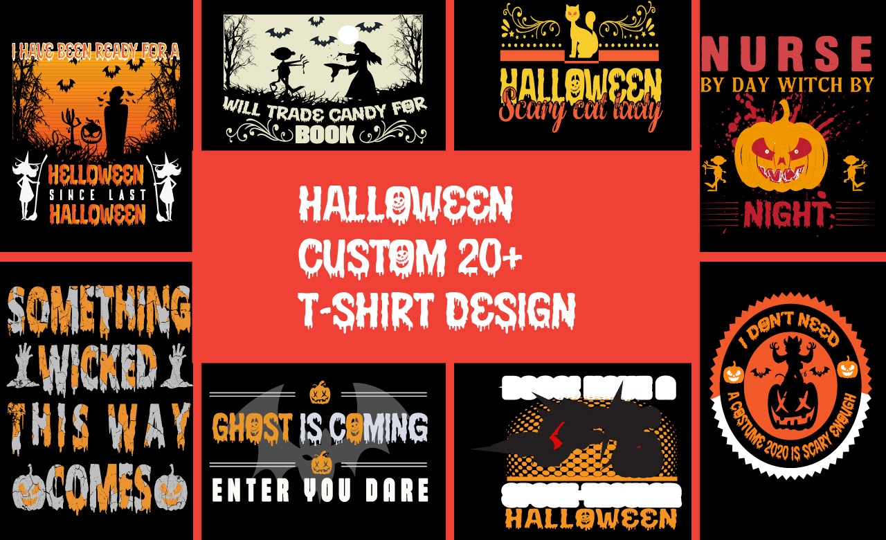 Collage of halloween t - shirts.