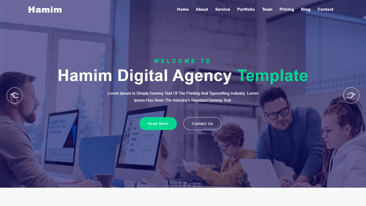 Web page for a digital agency.