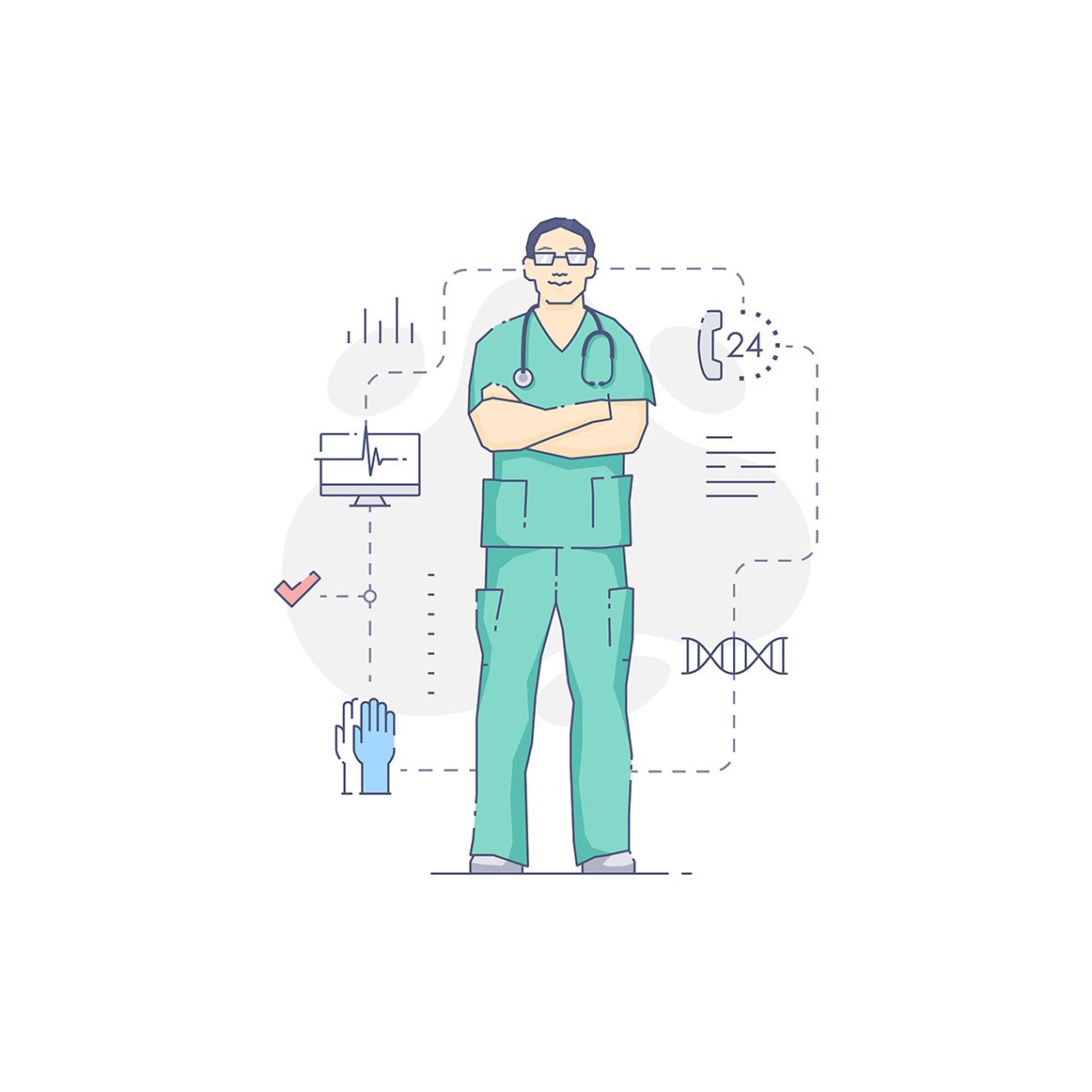 Medical people illustration set preview image.