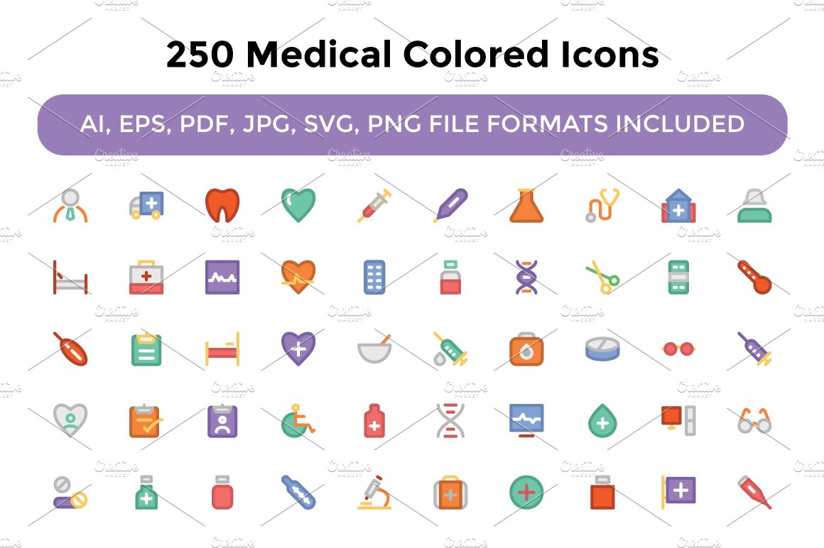 250 Medical Colored Icons cover image.