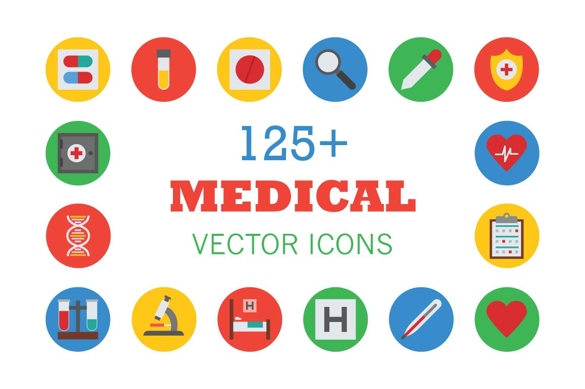 125+ Medical Vector Icons cover image.