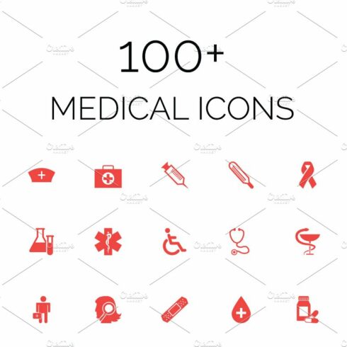 100+ Medical Vector Icons Pack cover image.