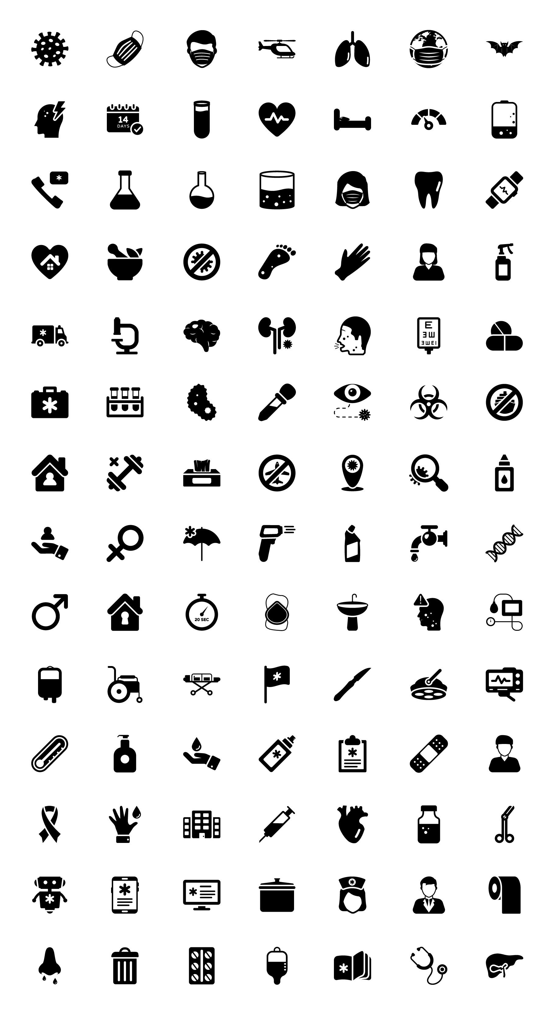 medical and corona virus icons full preview glyph 667