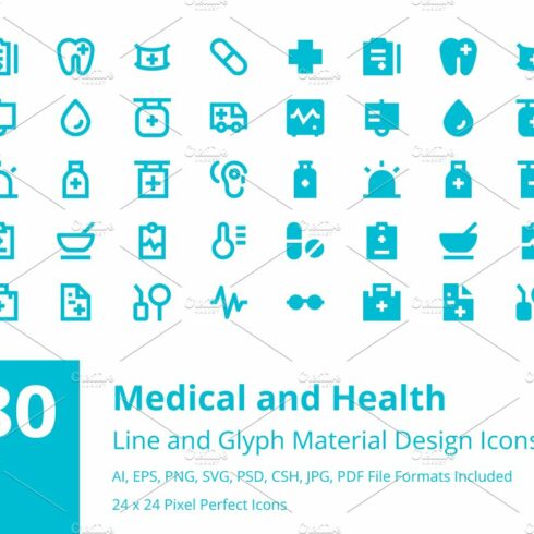 Medical and Health Material Icons cover image.