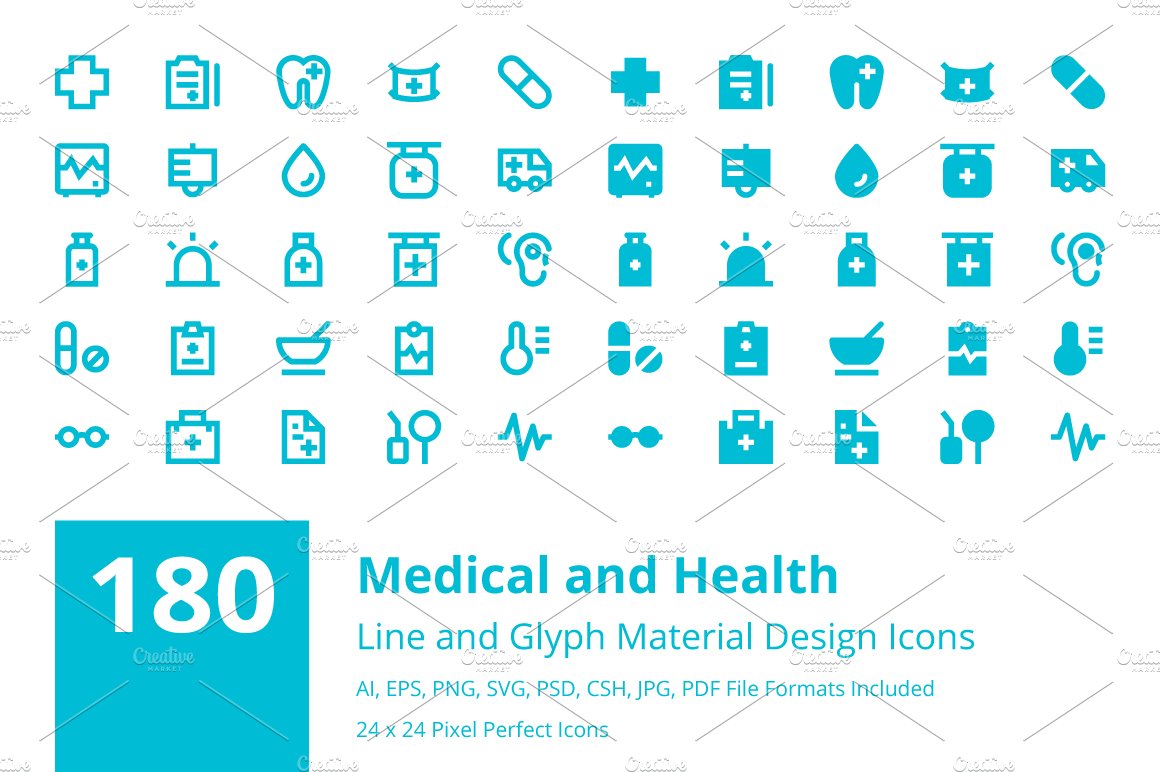 Medical and Health Material Icons cover image.