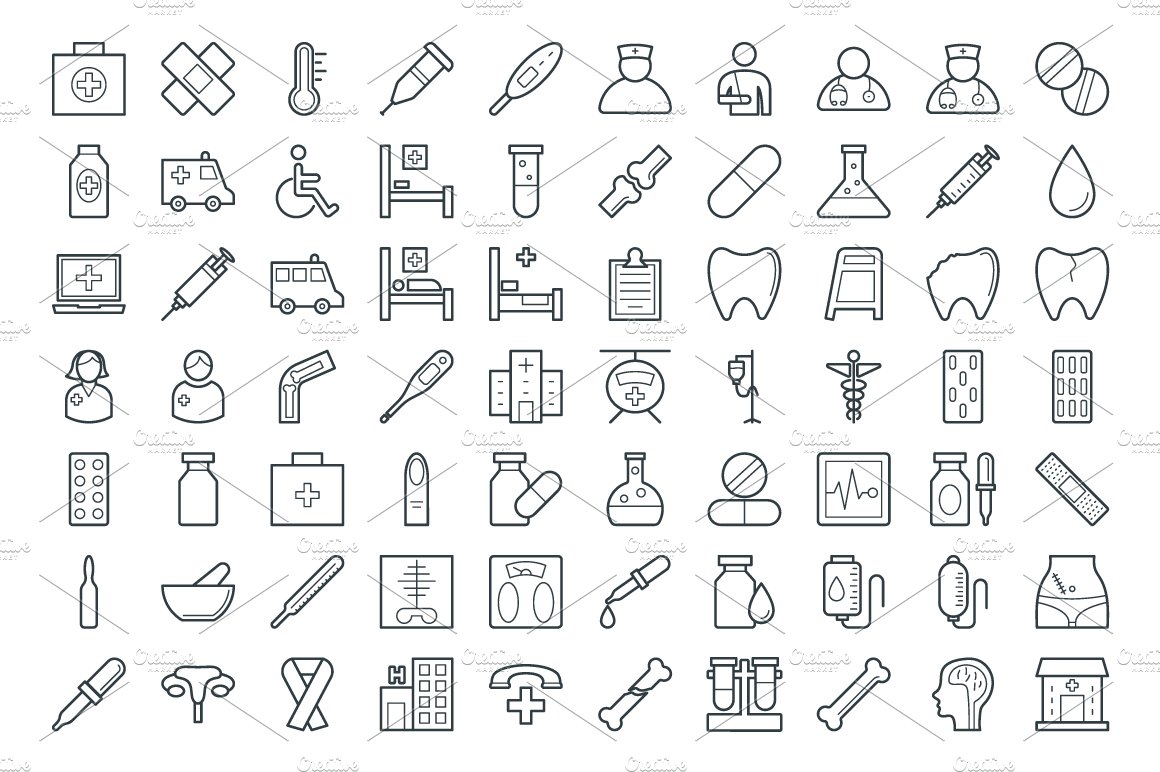 250+ Medical and Health Vector Icons preview image.