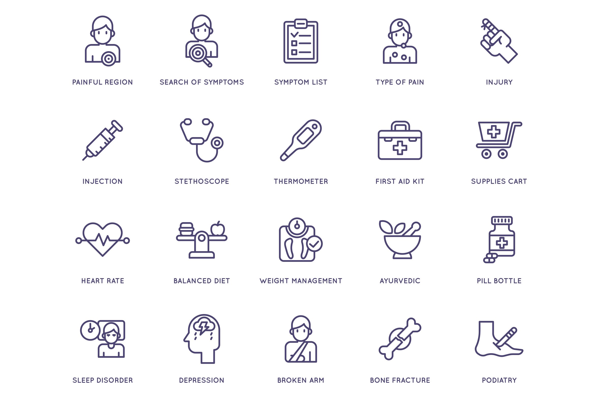 105 Medical and Healthcare Icons preview image.