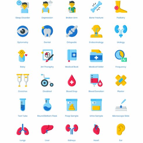 105 Medical Healthcare Icons cover image.