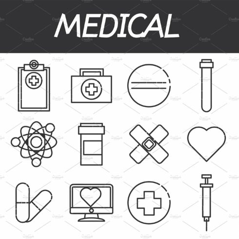 Medical icon set cover image.