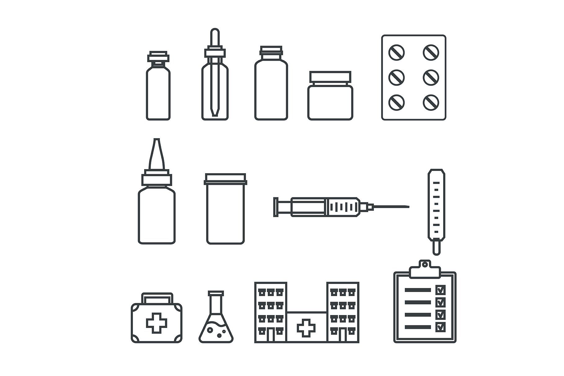 Medical  linear icons set. cover image.