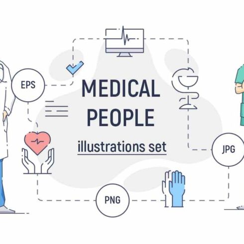 Medical people illustration set cover image.