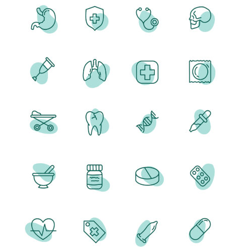 Collection of medical and health related icons.