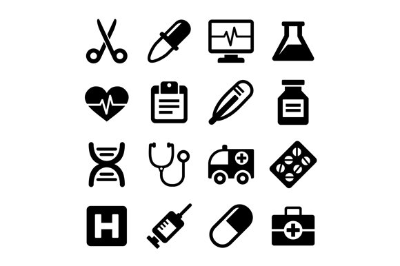 Medical icons set cover image.