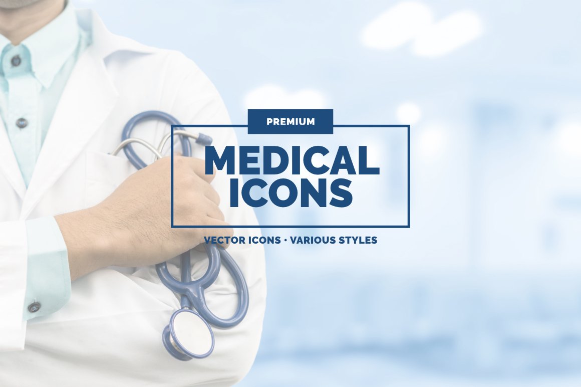 32 Medical Icons in 3 styles cover image.