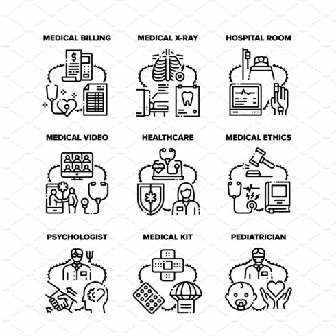 Medical Healthcare Set Icons Vector cover image.