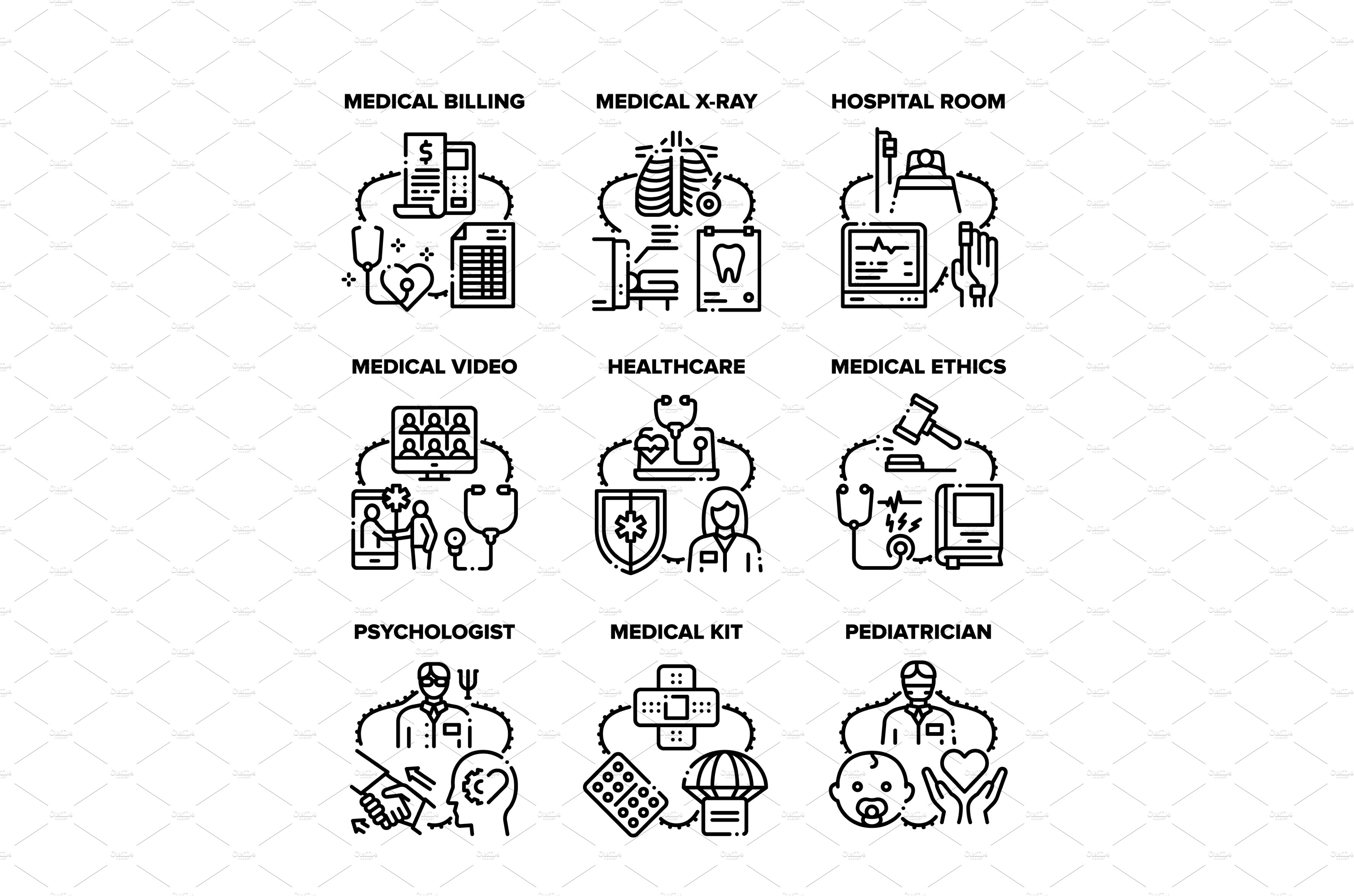 Medical Healthcare Set Icons Vector cover image.