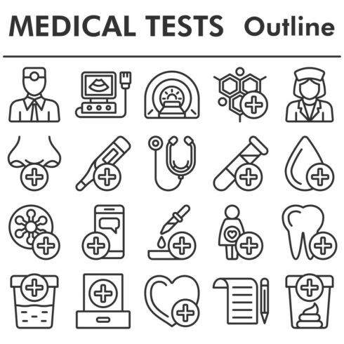 Seth, medical tests icons set cover image.