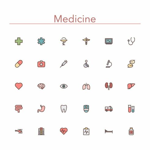 Medicine Colored Line Icons cover image.