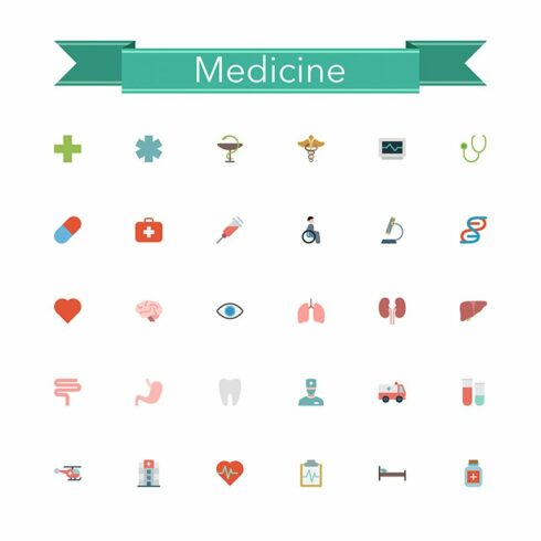 Medicine Flat Icons cover image.