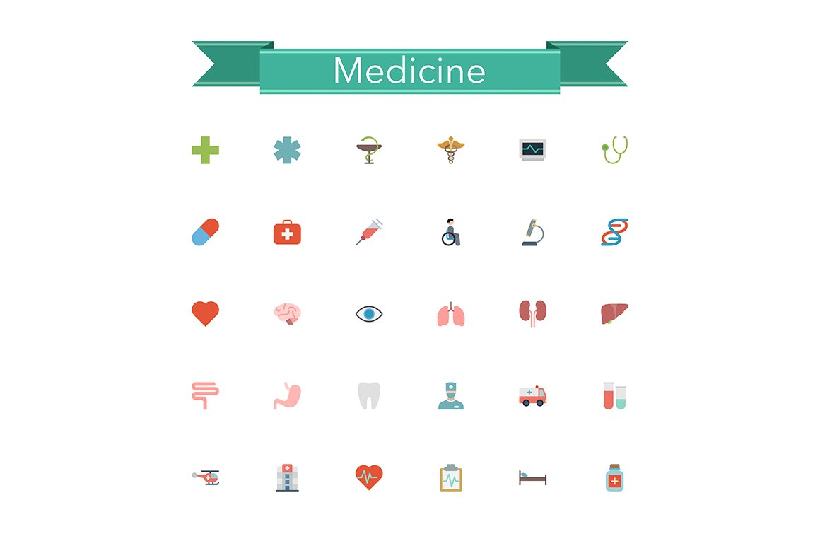 Medicine Flat Icons cover image.