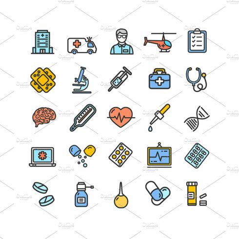 Medicine Symbols and Signs Icons cover image.