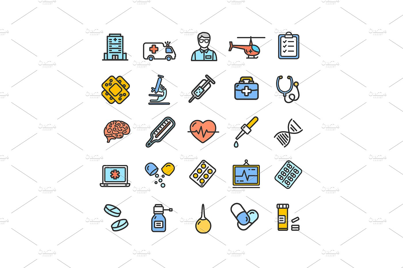 Medicine Symbols and Signs Icons cover image.