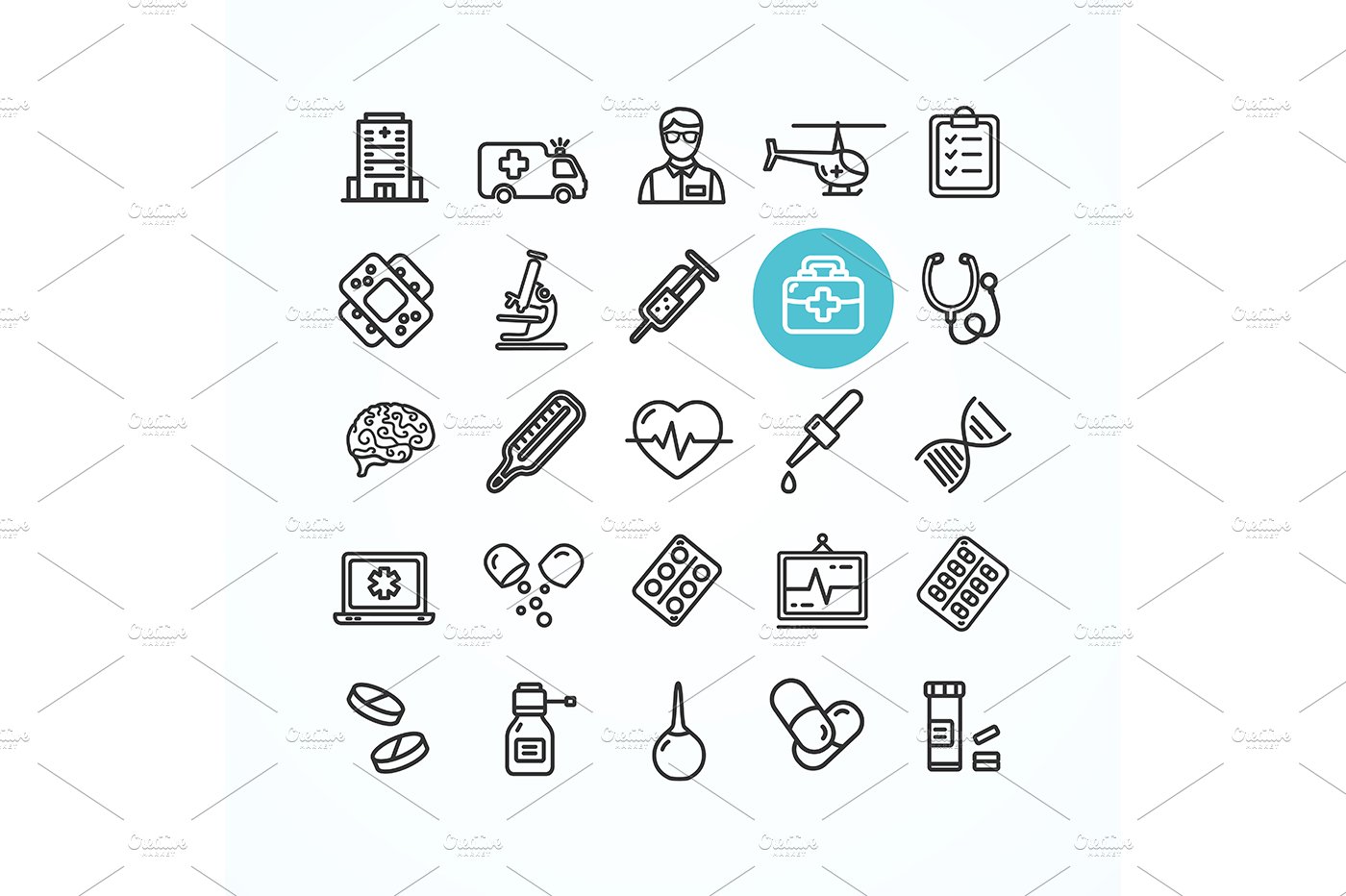 Medicine Symbols and Signs Icons preview image.