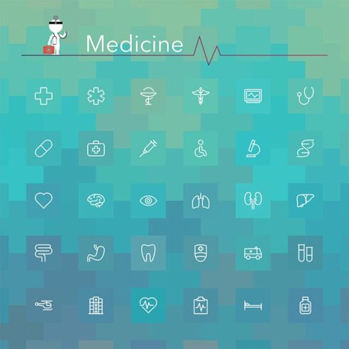 Medicine Line Icons cover image.