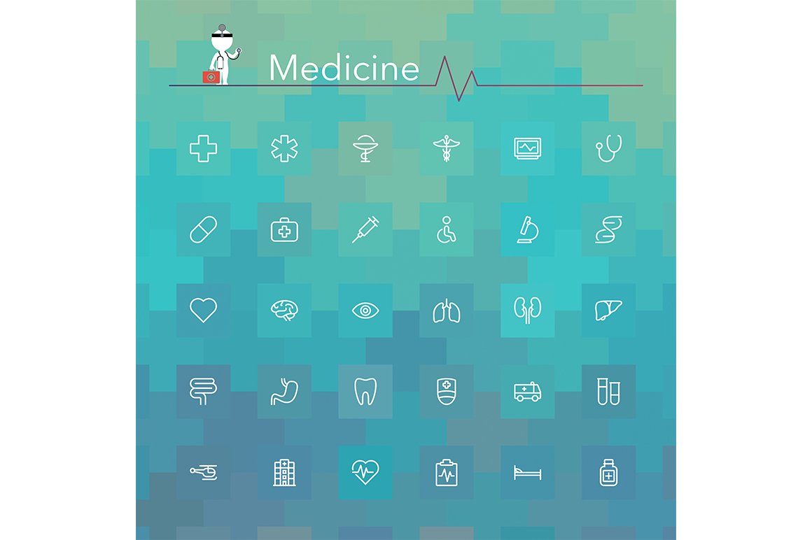 Medicine Line Icons cover image.