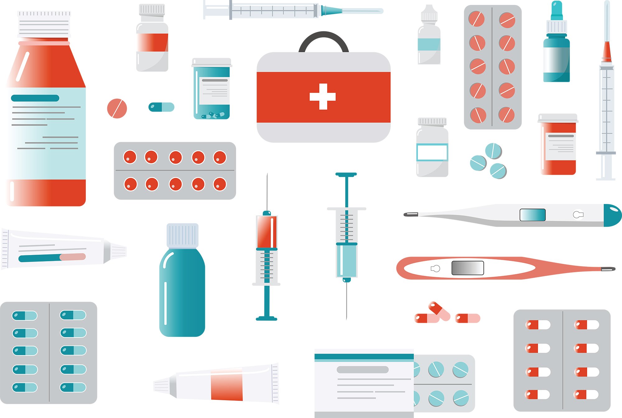 Flat medical concept icons set preview image.