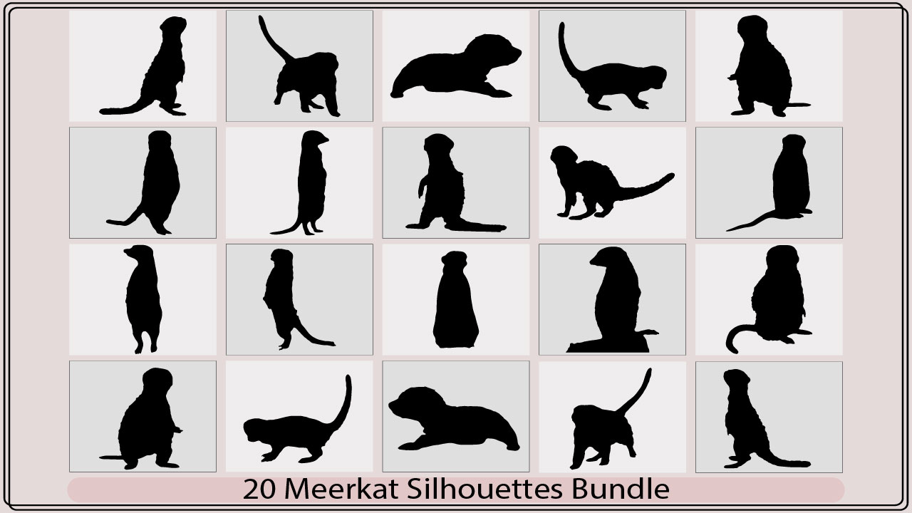 The silhouettes of dogs and cats in different poses.