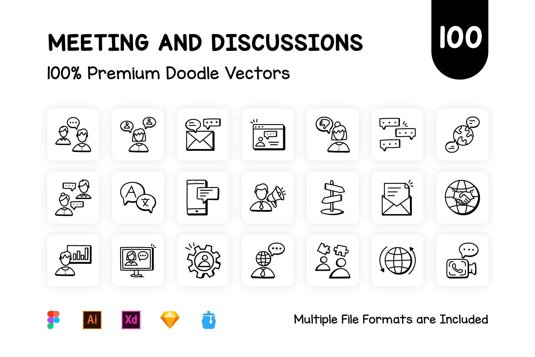 Doodle Discussion and Meeting Icons cover image.