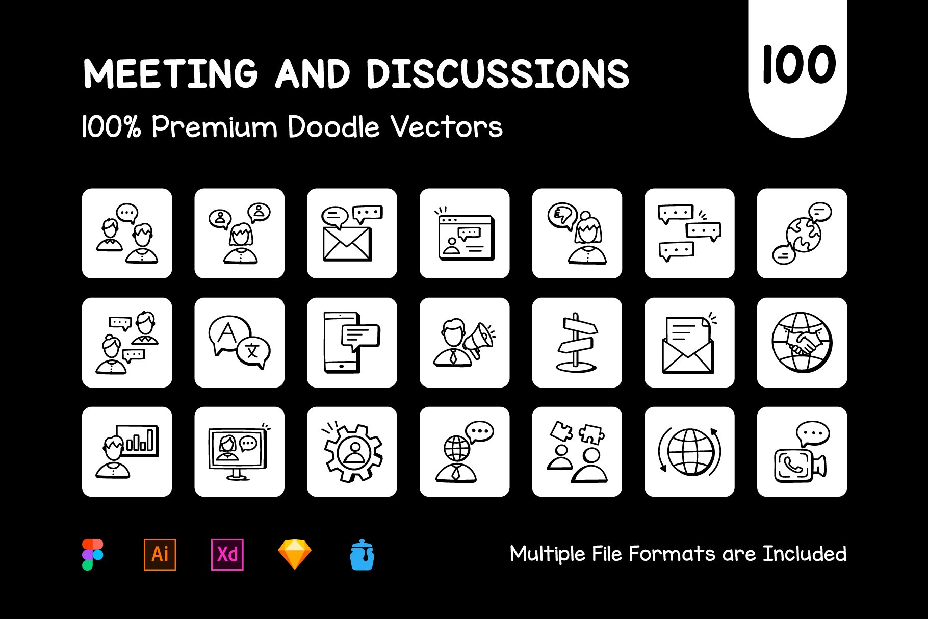 Doodle Discussion and Meeting Icons preview image.