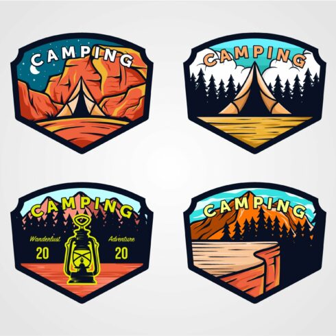 Set of Vintage Camping Logo Outdoor cover image.