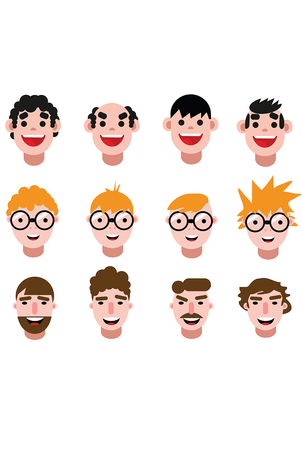 Group of people with different facial expressions.