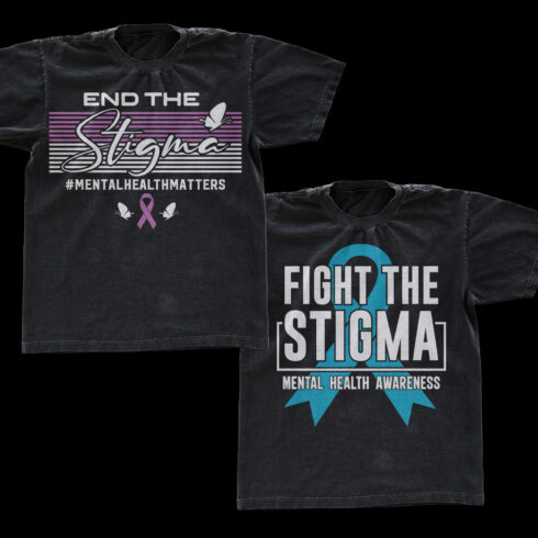 Mental Health Awareness t-shirt design cover image.