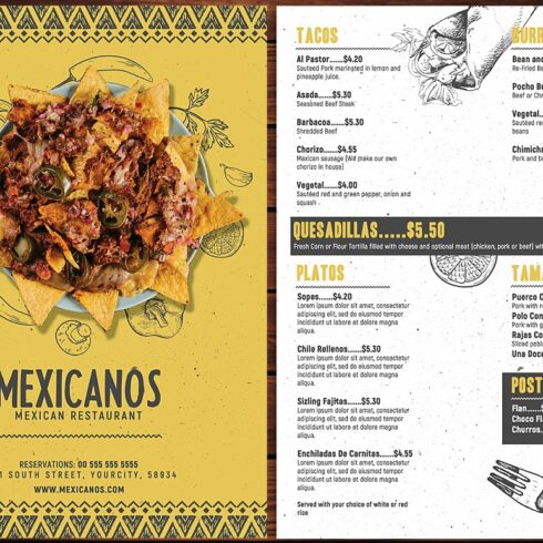 Mexican Food Menu Flyer Template cover image.