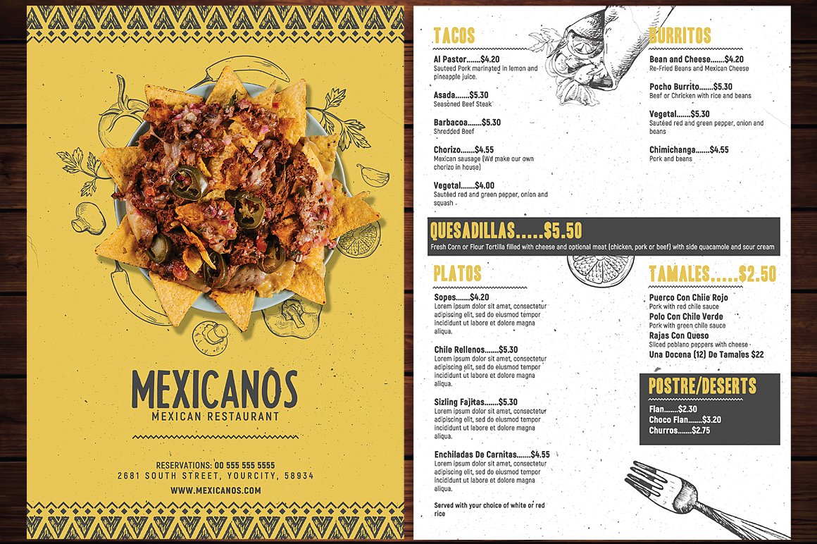 Mexican Food Menu Flyer Template cover image.