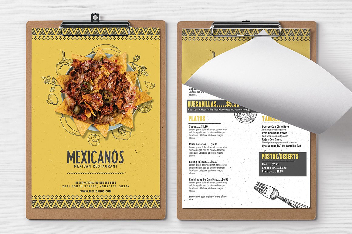 Mexican Food Menu Flyer Template preview image.