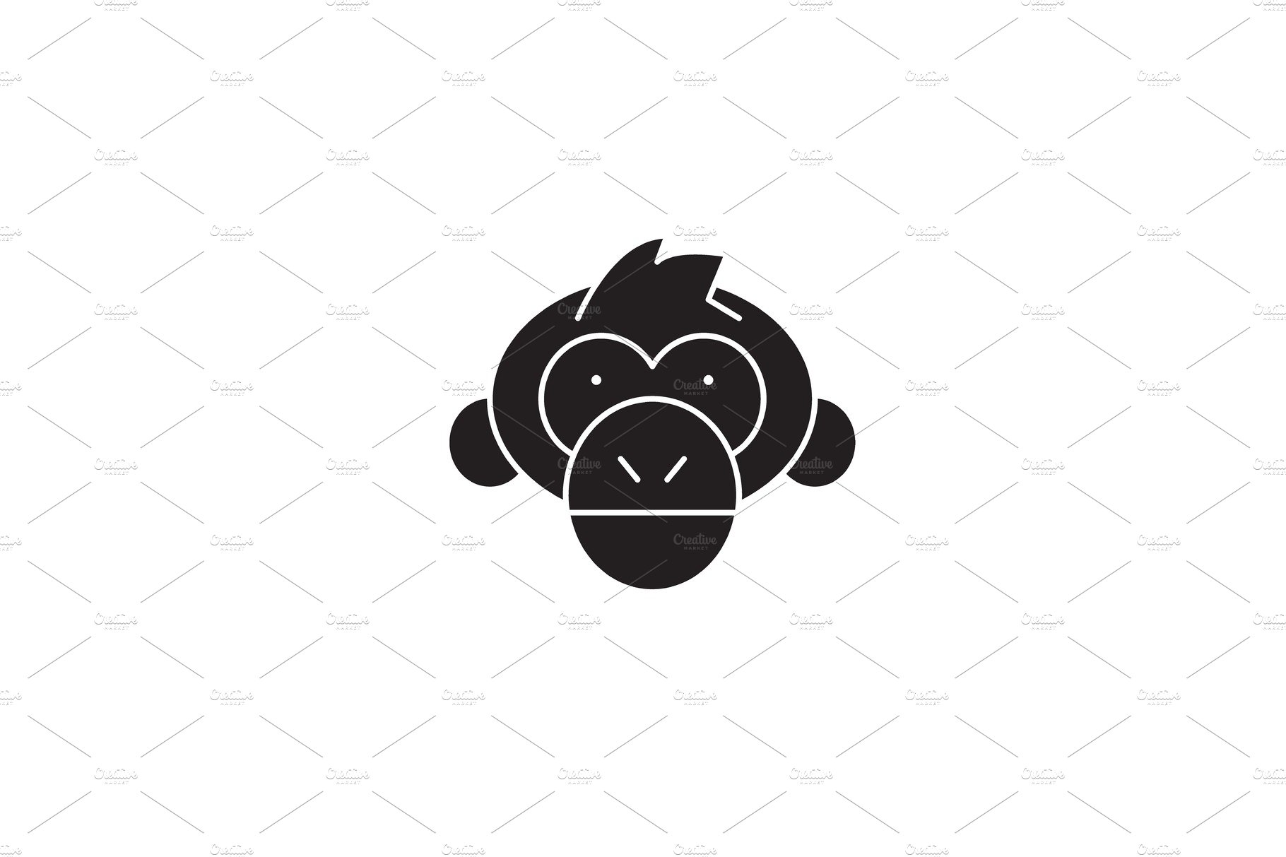 Chimpanzee head black vector concept cover image.